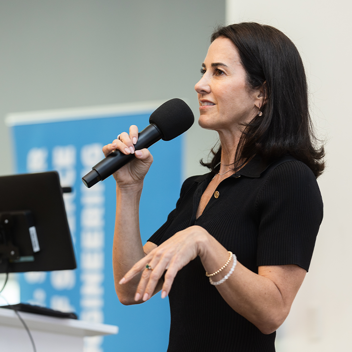 Jackie Space speaking at Seaver Spotlight